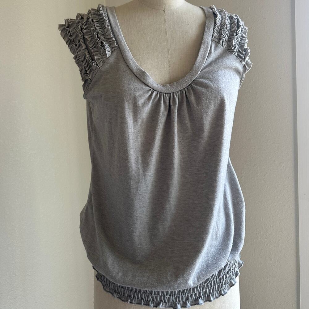 Sam & Max Women’s Medium Top Gray Ruffle Trim Y2K Tank Top